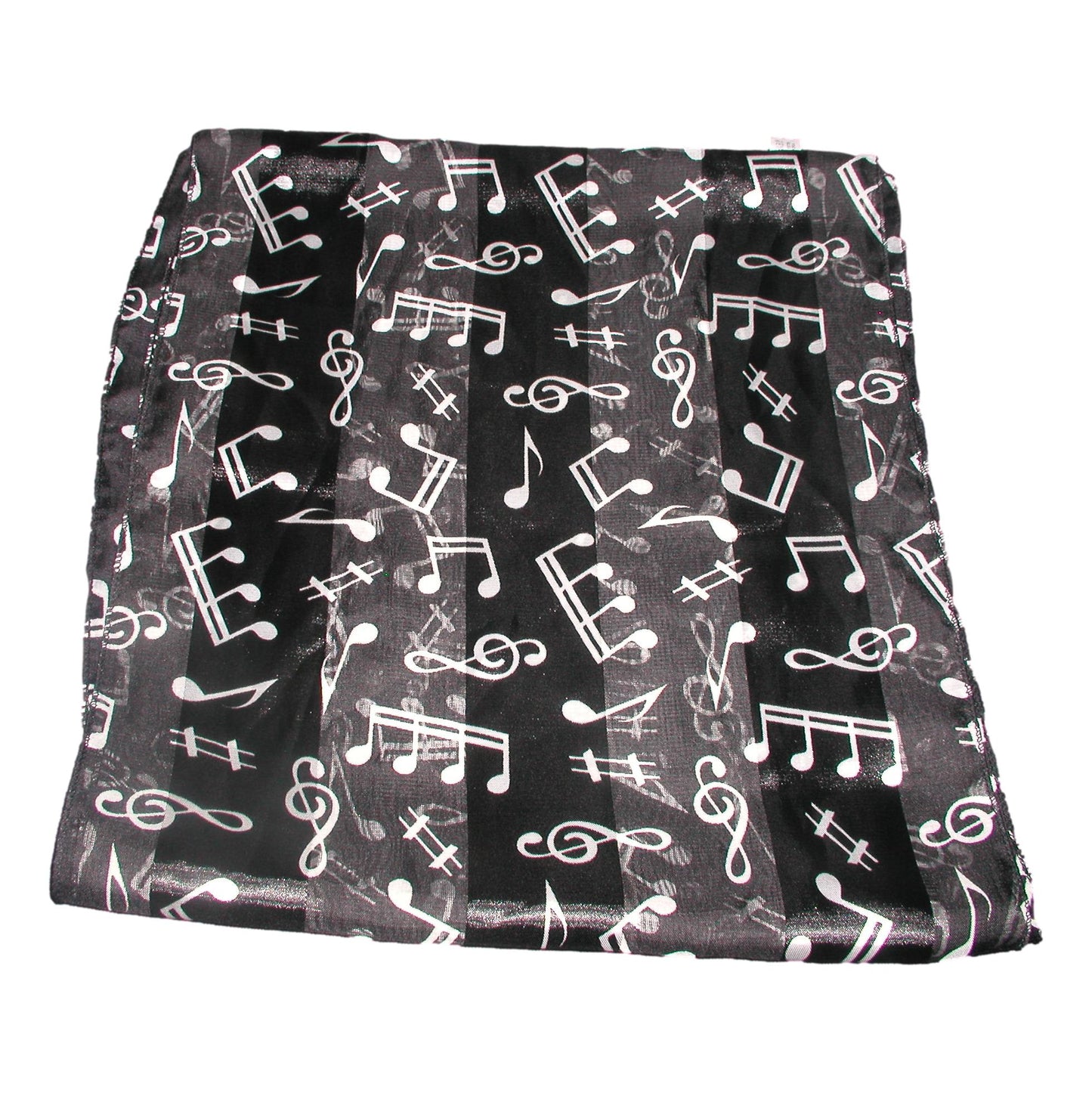 Treble Clef and Music Notes Satin Stripe white on black Scarf image 0