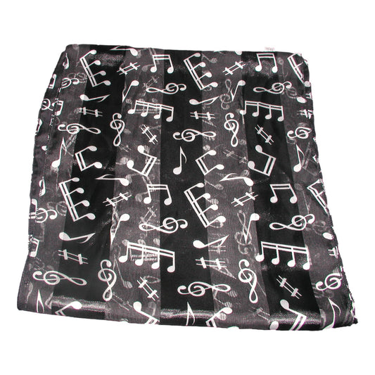 Treble Clef and Music Notes Satin Stripe white on black Scarf image 0