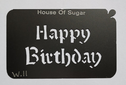 Stainless steel W11 Happy Birthday cake decorating / card making stencil image 0