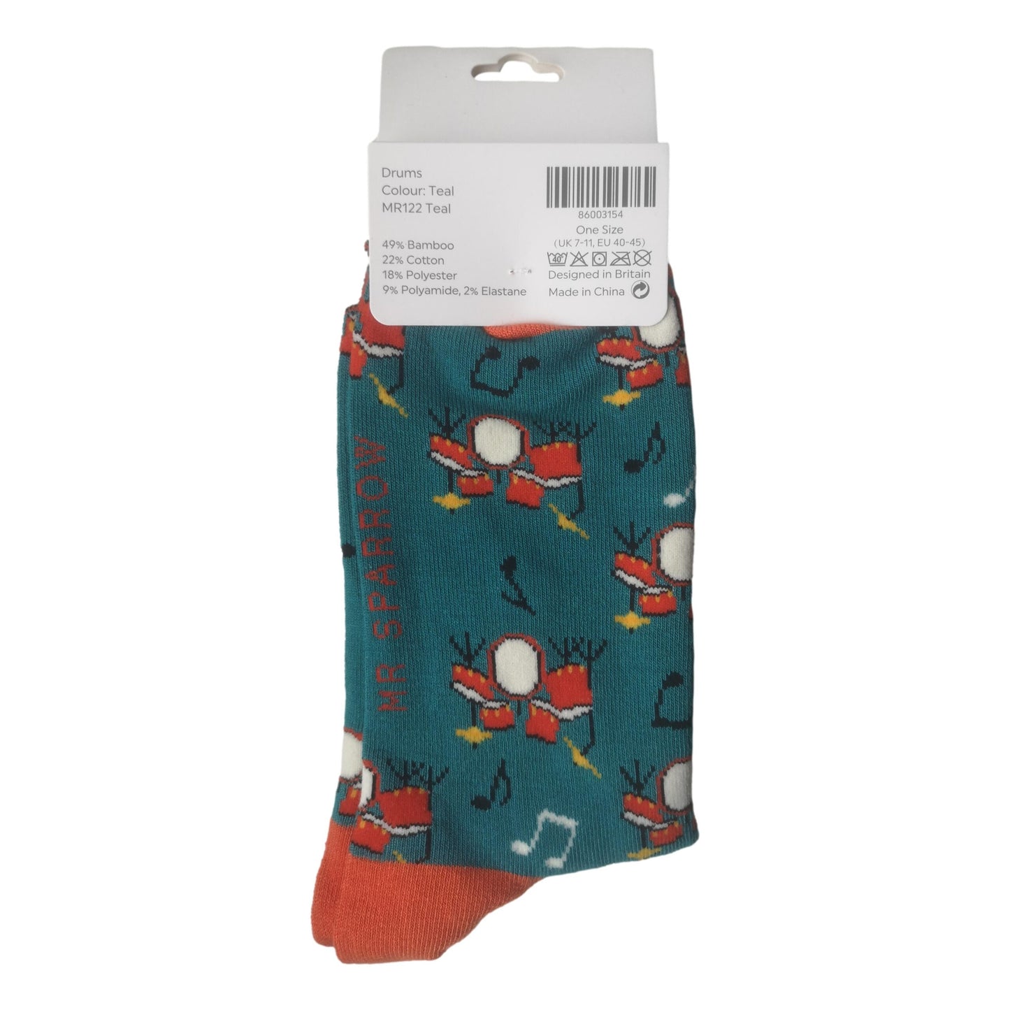 Drum Kits on Teal Green Mens Novelty Ankle Socks Adult One Size image 2