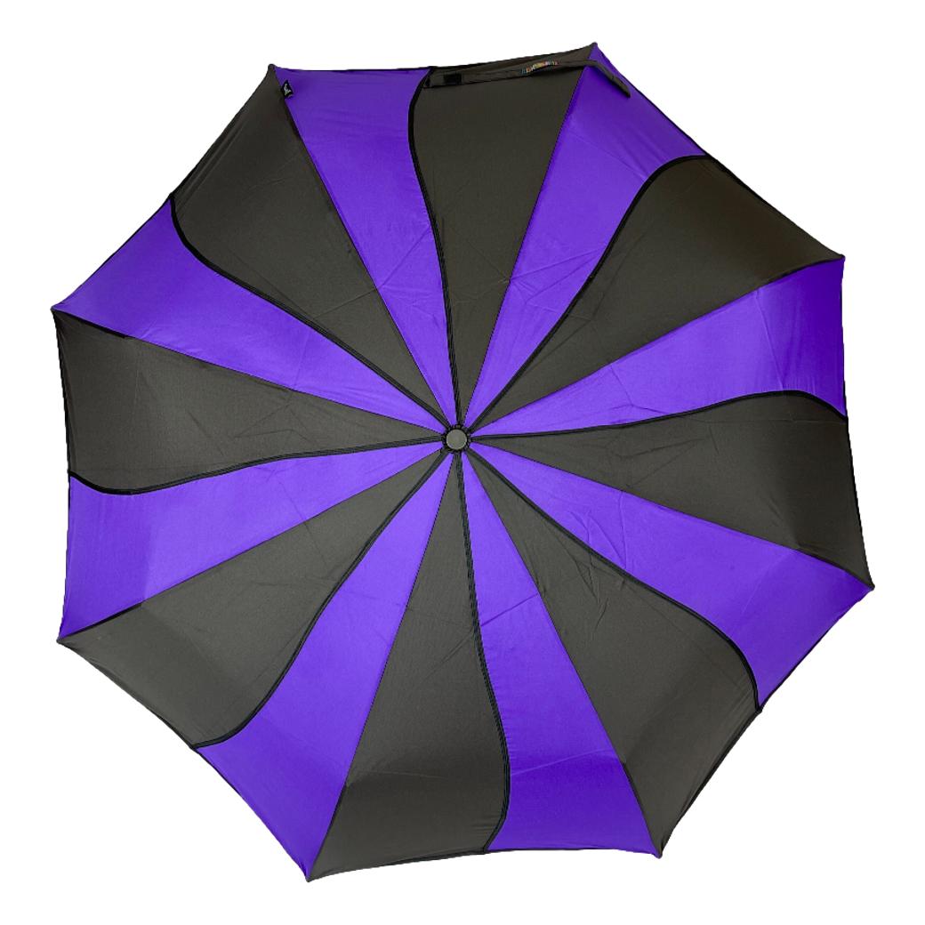 Everyday Swirl Purple/Black Folding Umbrella Lightweight image 0