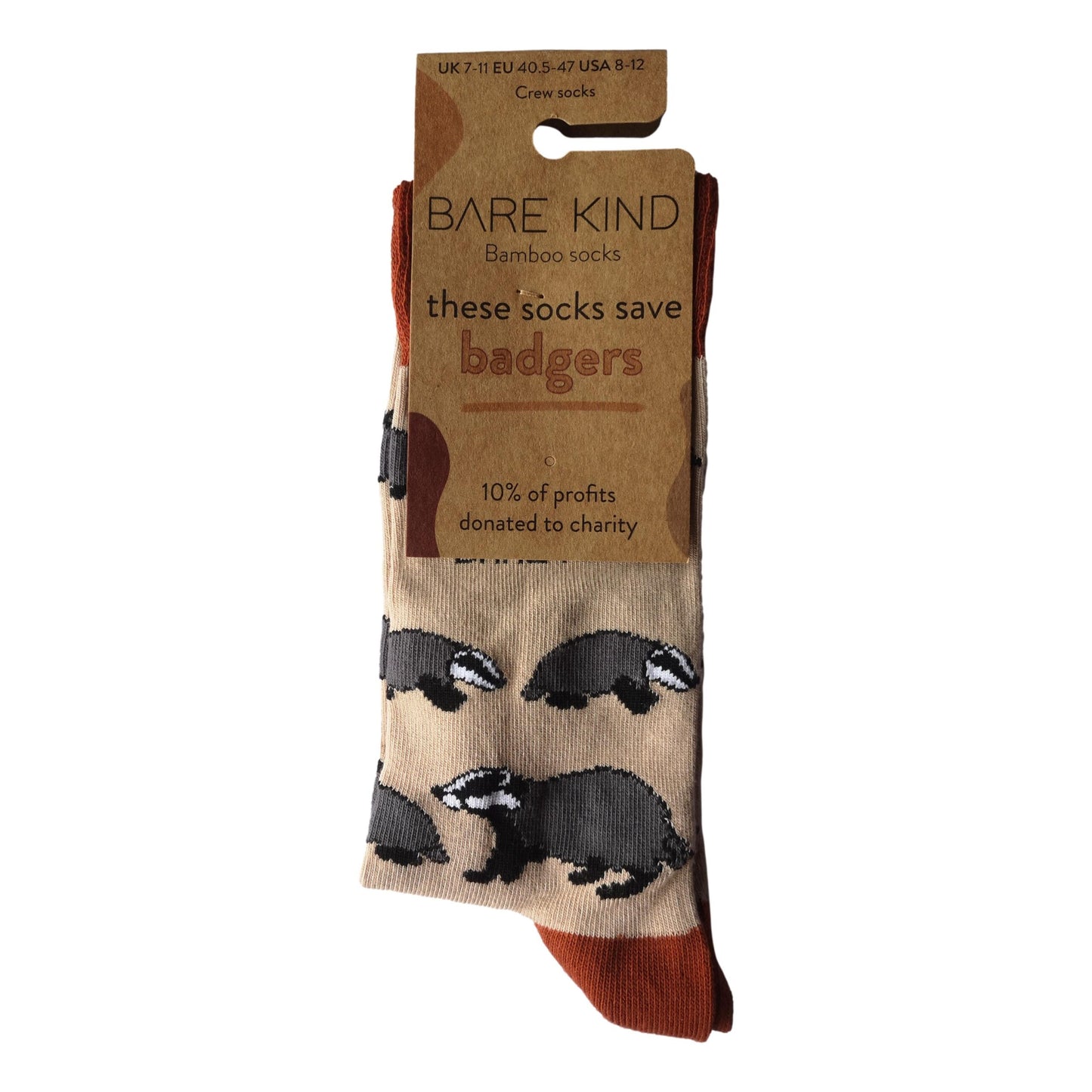 Save The Badgers Beige Unisex Novelty Ankle Socks Adult UK Size 7-11 image 1
