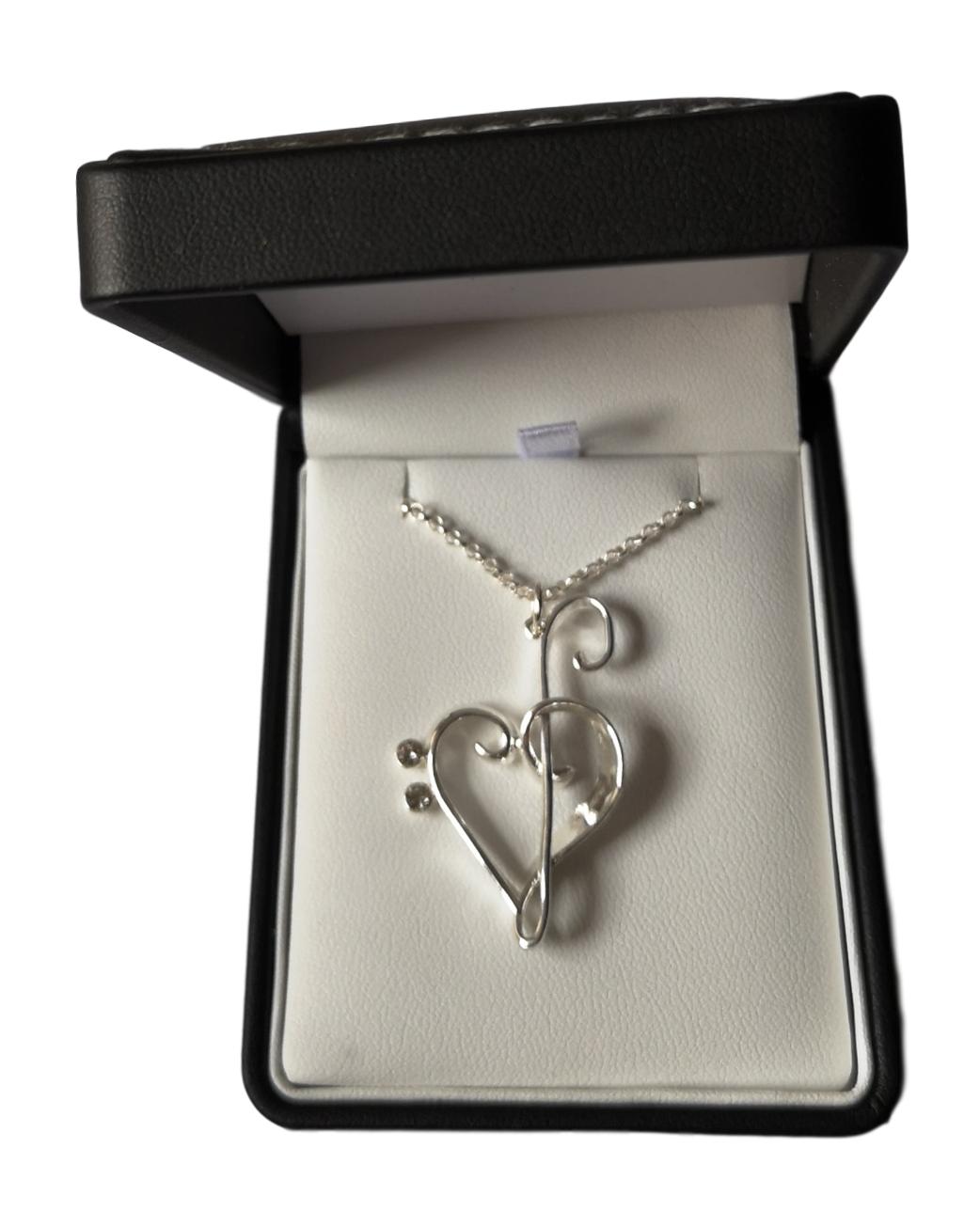 Heart of Clefs silver-plated Swarovski crystal pendant image 1