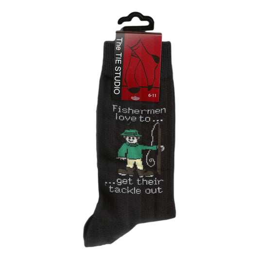 Fishermen Love To Get Their Tackle Out Unisex Novelty Ankle UK Size 6-11 Socks image 0