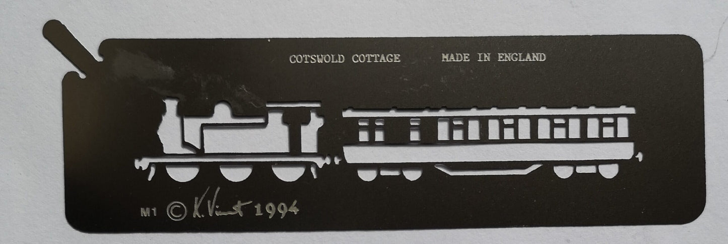 Stainless steel M1 long train cake decorating / card making stencil image 0
