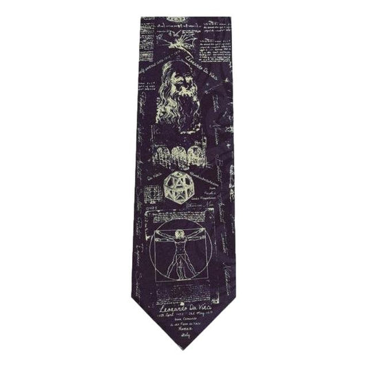 Leonardo Da Vinci Scientist Teacher Student Polyester Tie sleeved with hook - navy image 0