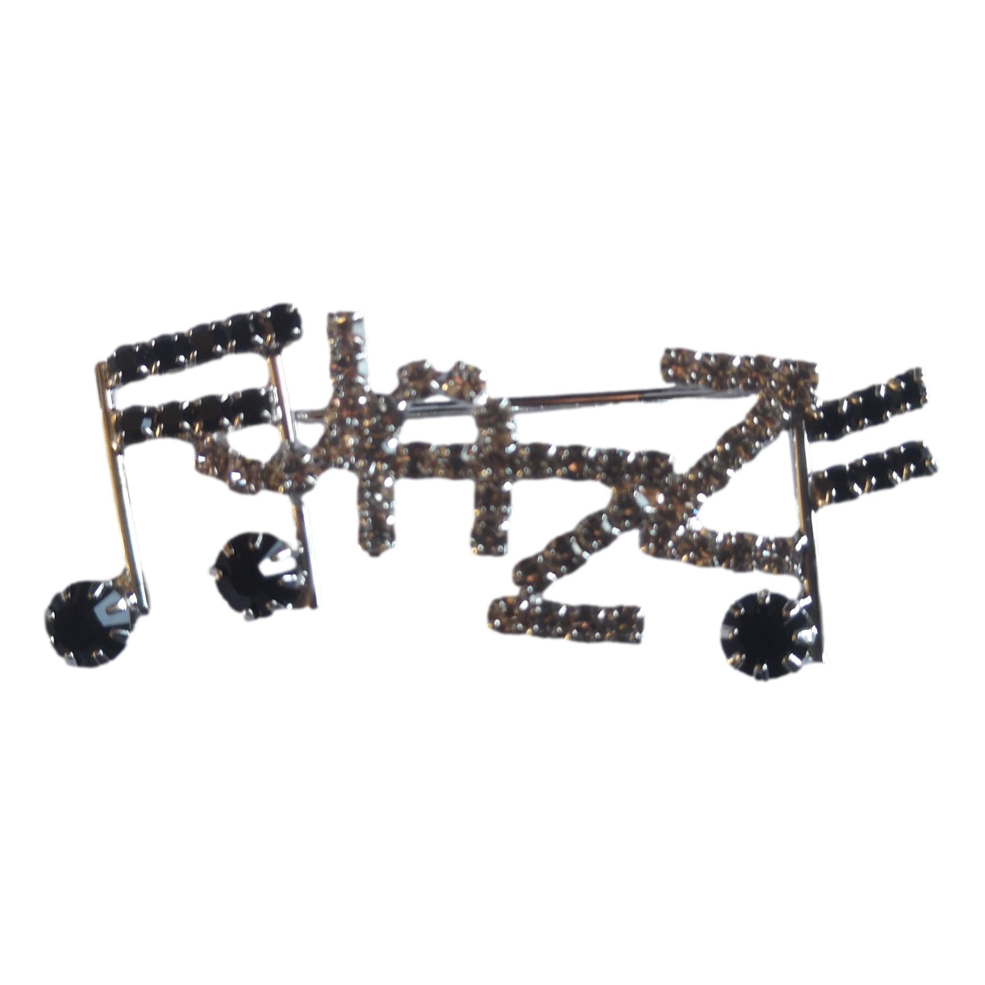 JAZZ Music Notes Star diamante crystal pin brooch image 0
