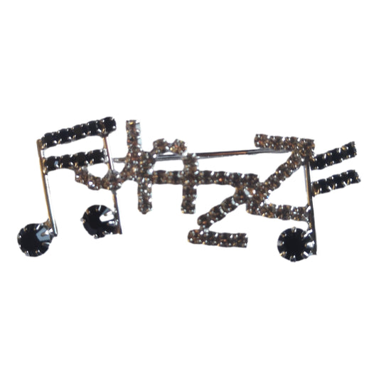 JAZZ Music Notes Star diamante crystal pin brooch image 0
