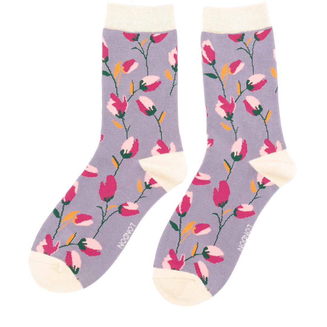 Ditsy Flowers Lavender Womens Novelty Ankle Socks Adult One Size image 0