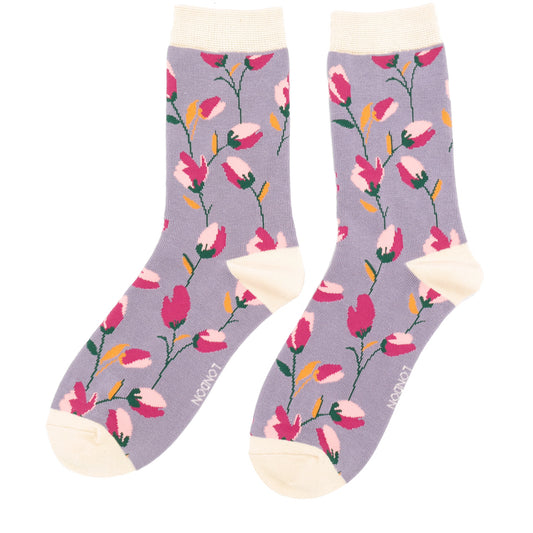 Ditsy Flowers Lavender Womens Novelty Ankle Socks Adult One Size image 0
