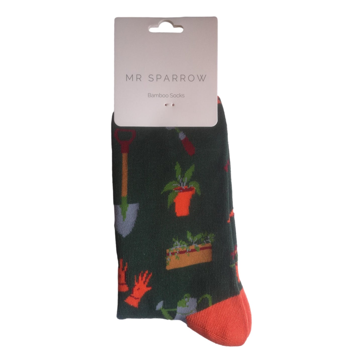 Gardener's Tools on Dark Green Mens Novelty Ankle Socks Adult One Size image 2