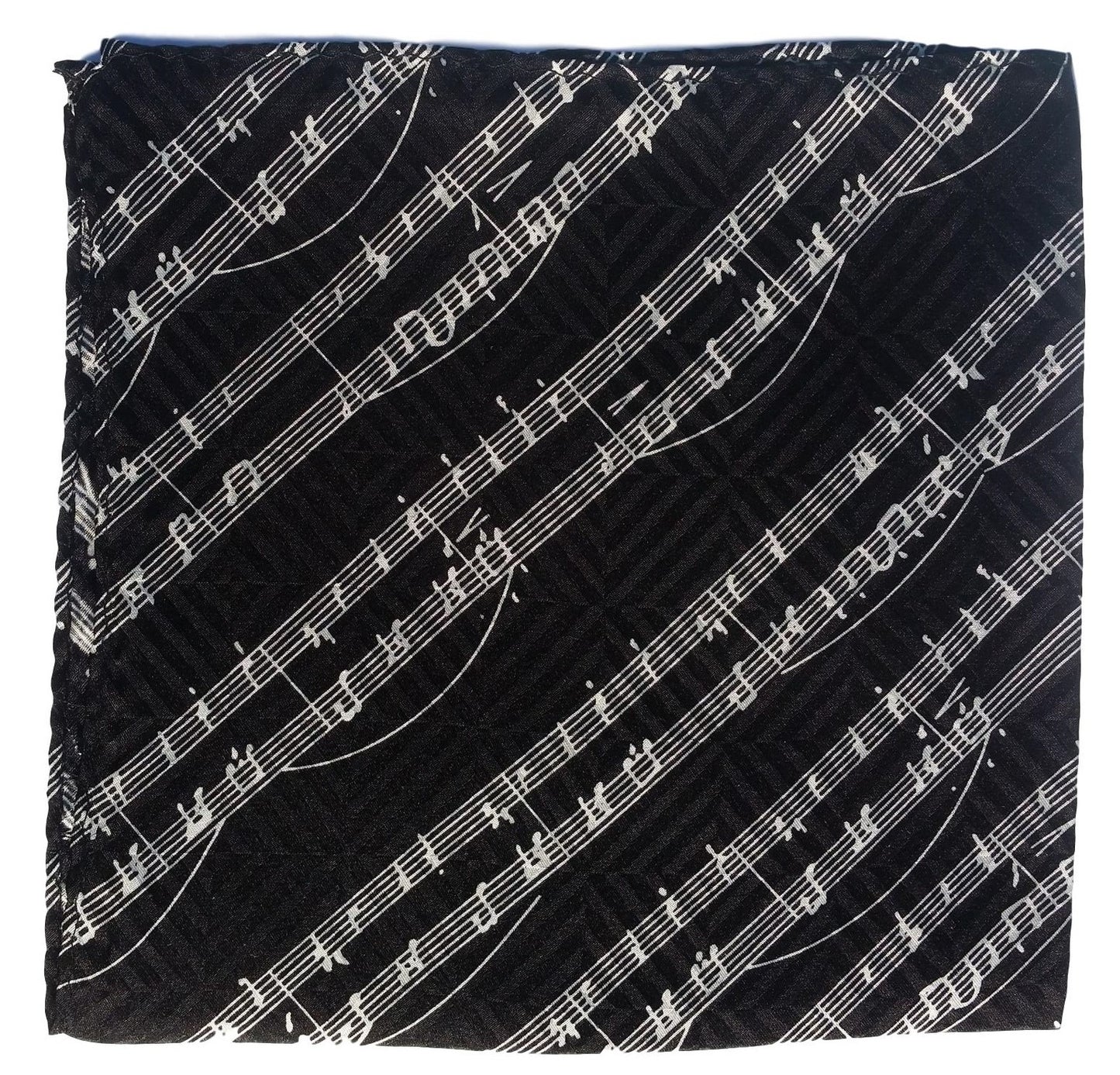 White on Black Music 100% Silk Handkerchief image 0