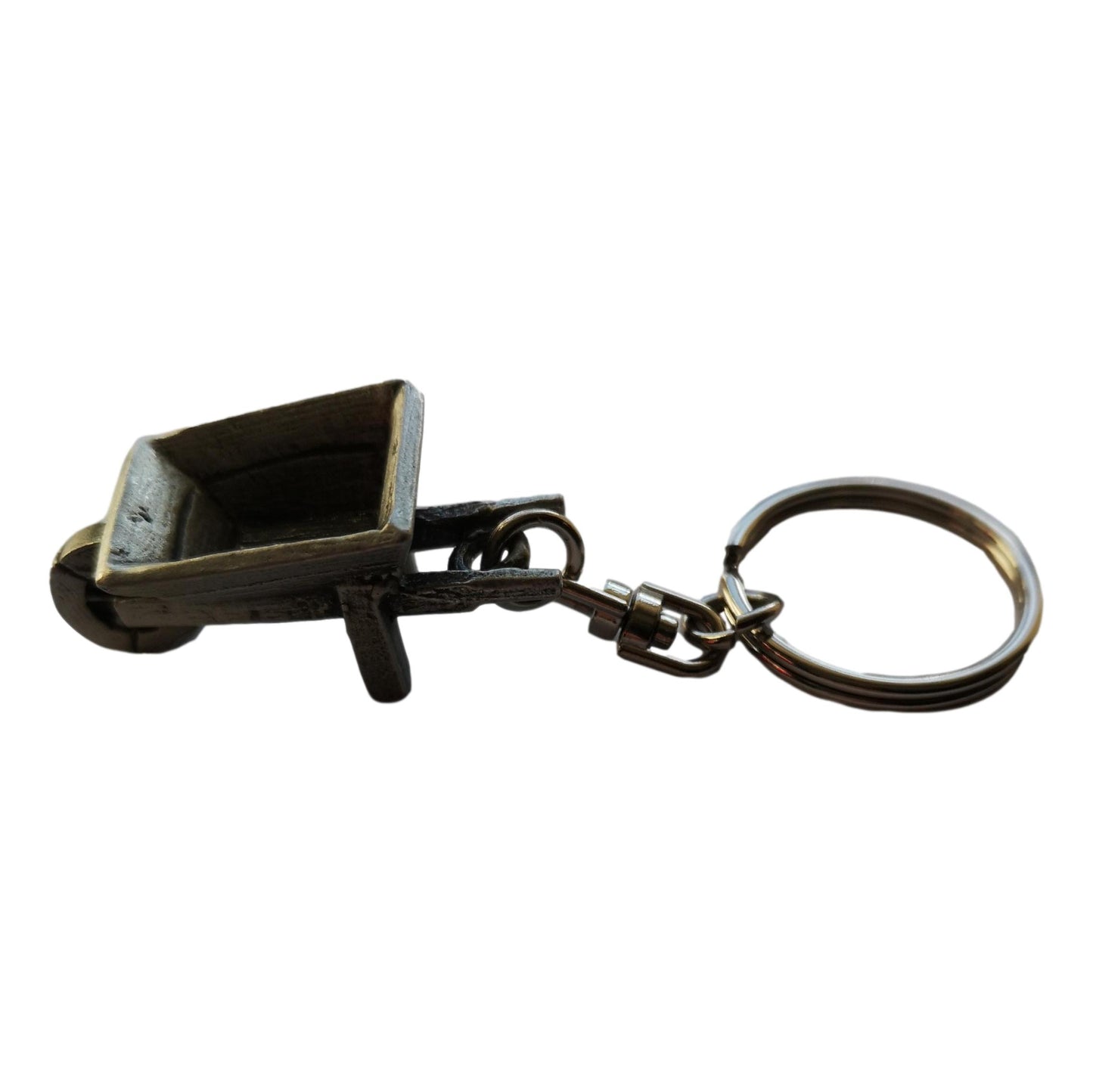 Wheelbarrow pewter metal keyring image 0