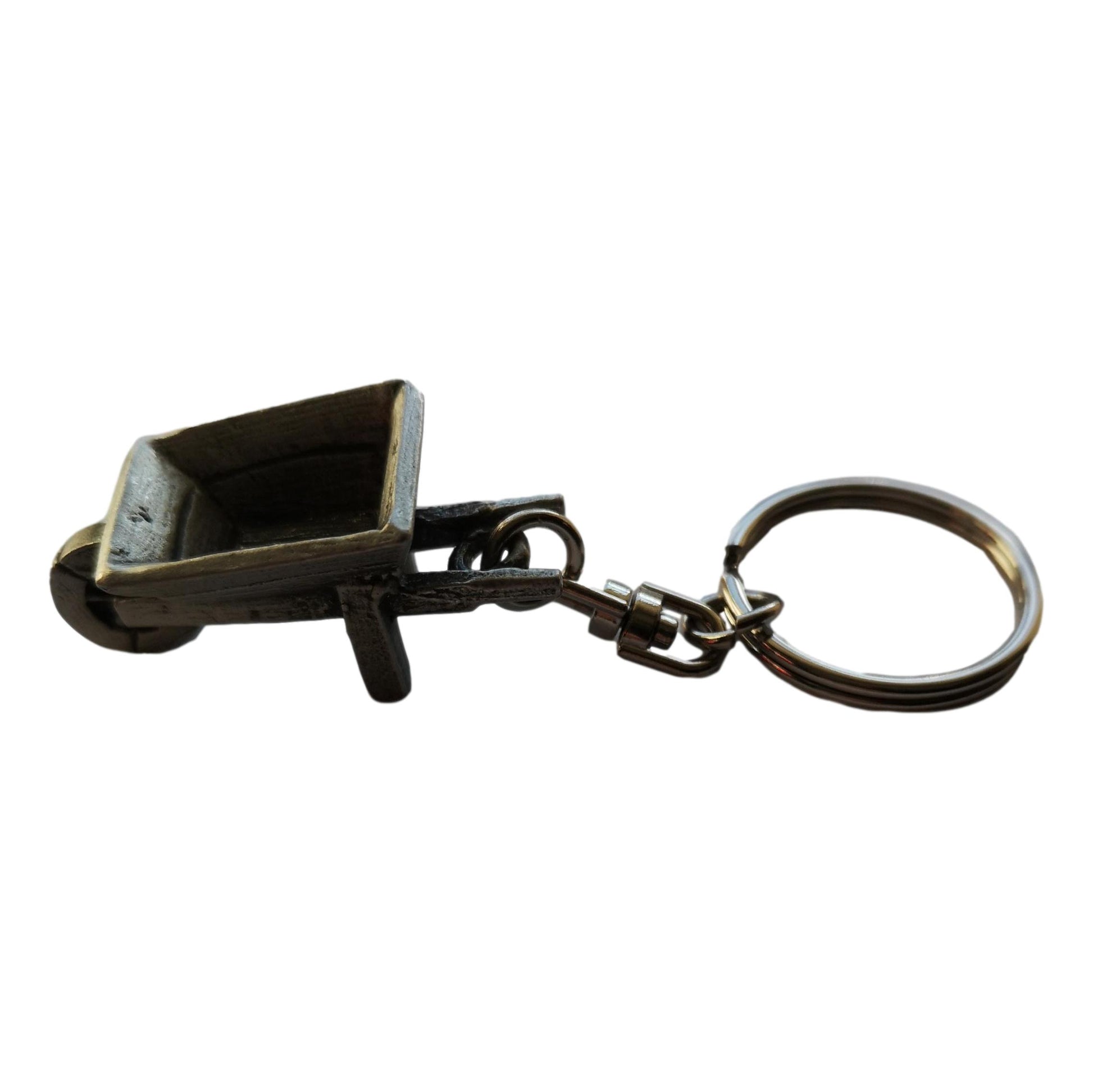 Wheelbarrow pewter metal keyring image 0