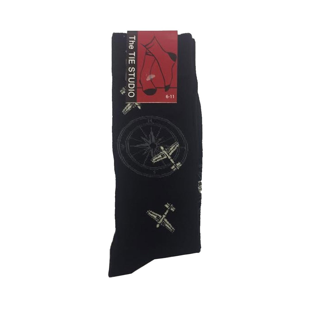 Aircraft Planes and Compass Unisex Novelty Ankle Socks Adult Size 6-11 image 1
