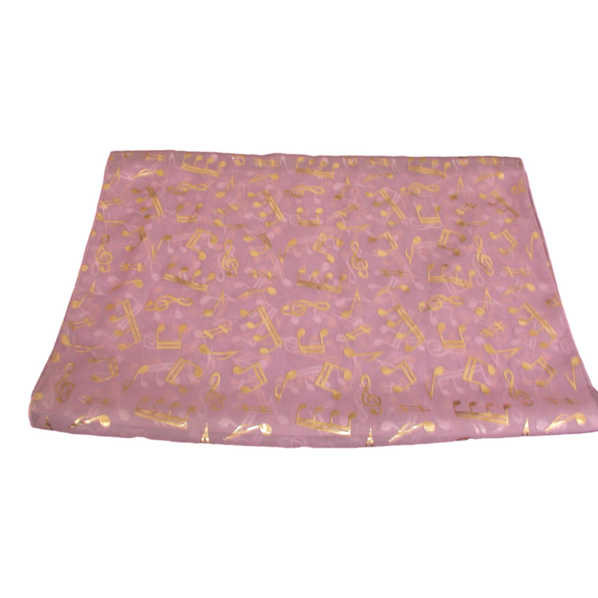 Treble Clef & Music Notes gold/silver reversible pale pink scarf image 0
