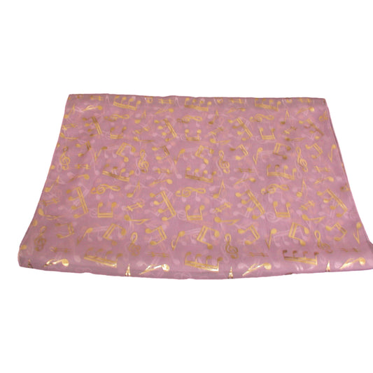 Treble Clef & Music Notes gold/silver reversible pale pink scarf image 0