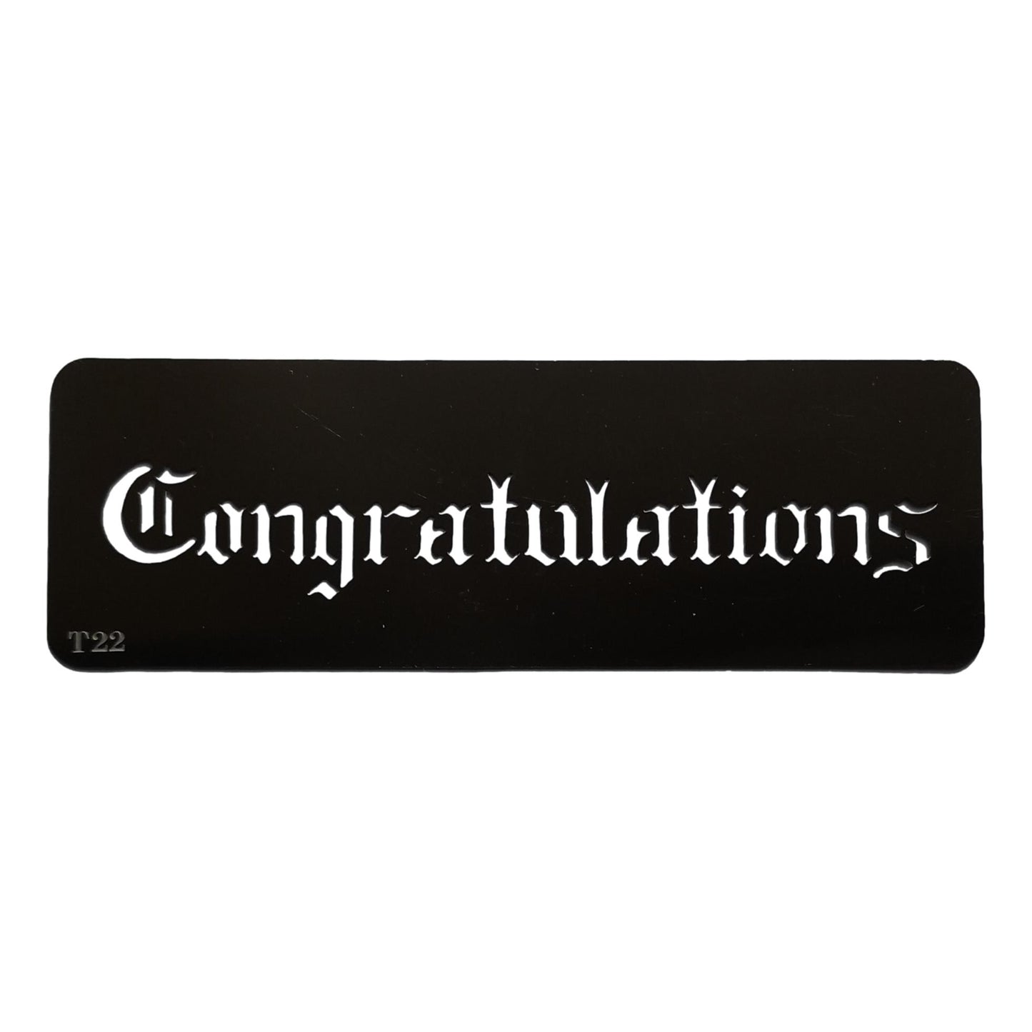 Stainless steel T22 Congratulations cake decorating / card making stencil image 0