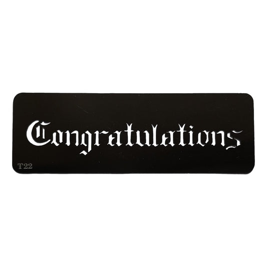 Stainless steel T22 Congratulations cake decorating / card making stencil image 0