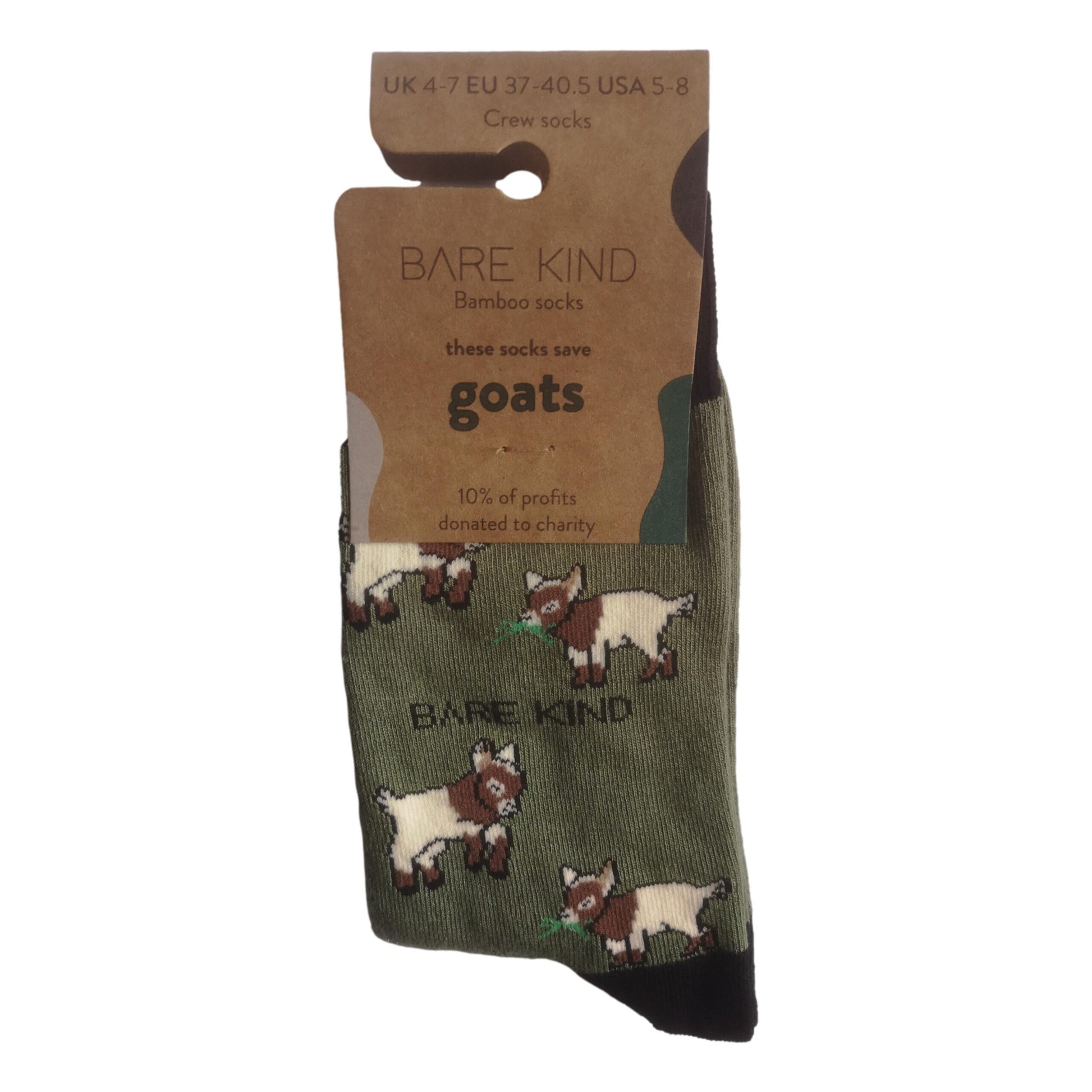 Save The Goats Dark Green Womens Novelty Crew Socks Adult One Size image 1