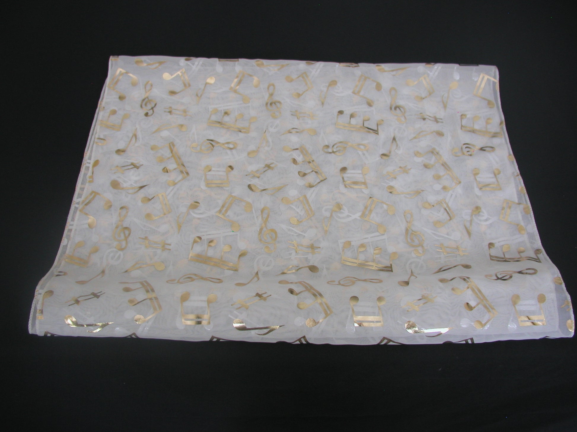 Treble Clef & Music Notes gold/silver reversible white scarf image 1