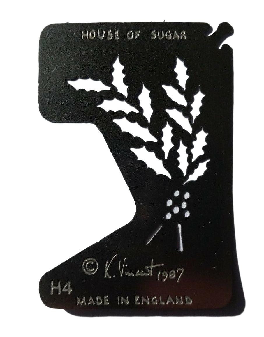Stainless steel H4 Christmas Holly/berries small cake decorating / card making stencil image 0