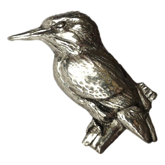 Kingfisher Bird polished pewter metal lapel pin image 0