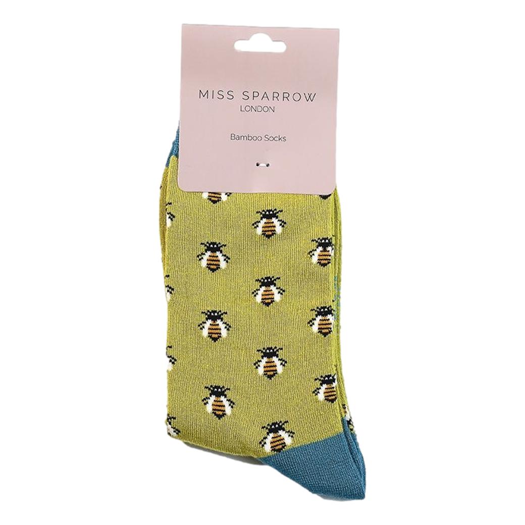 Honey Bees on Lime Ladies Novelty Ankle Socks Adult One Size image 1