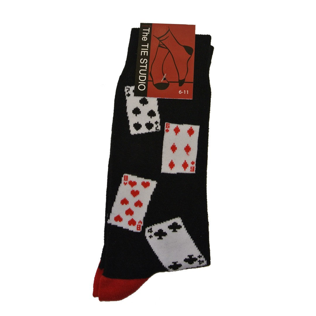 Playing Cards Hearts Clubs Diamonds Spades Unisex Novelty Ankle Socks Size 6-11 image 1