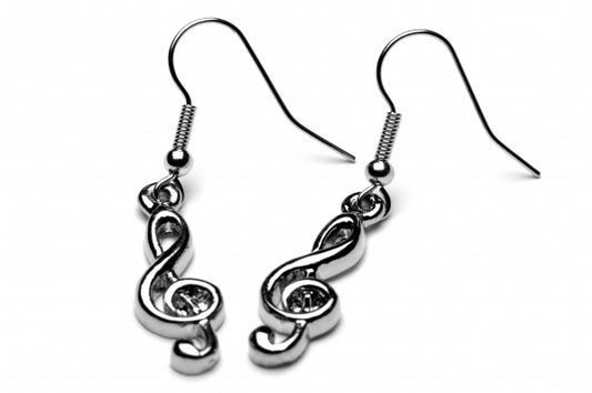 Treble Clef silver-plated earrings image 0