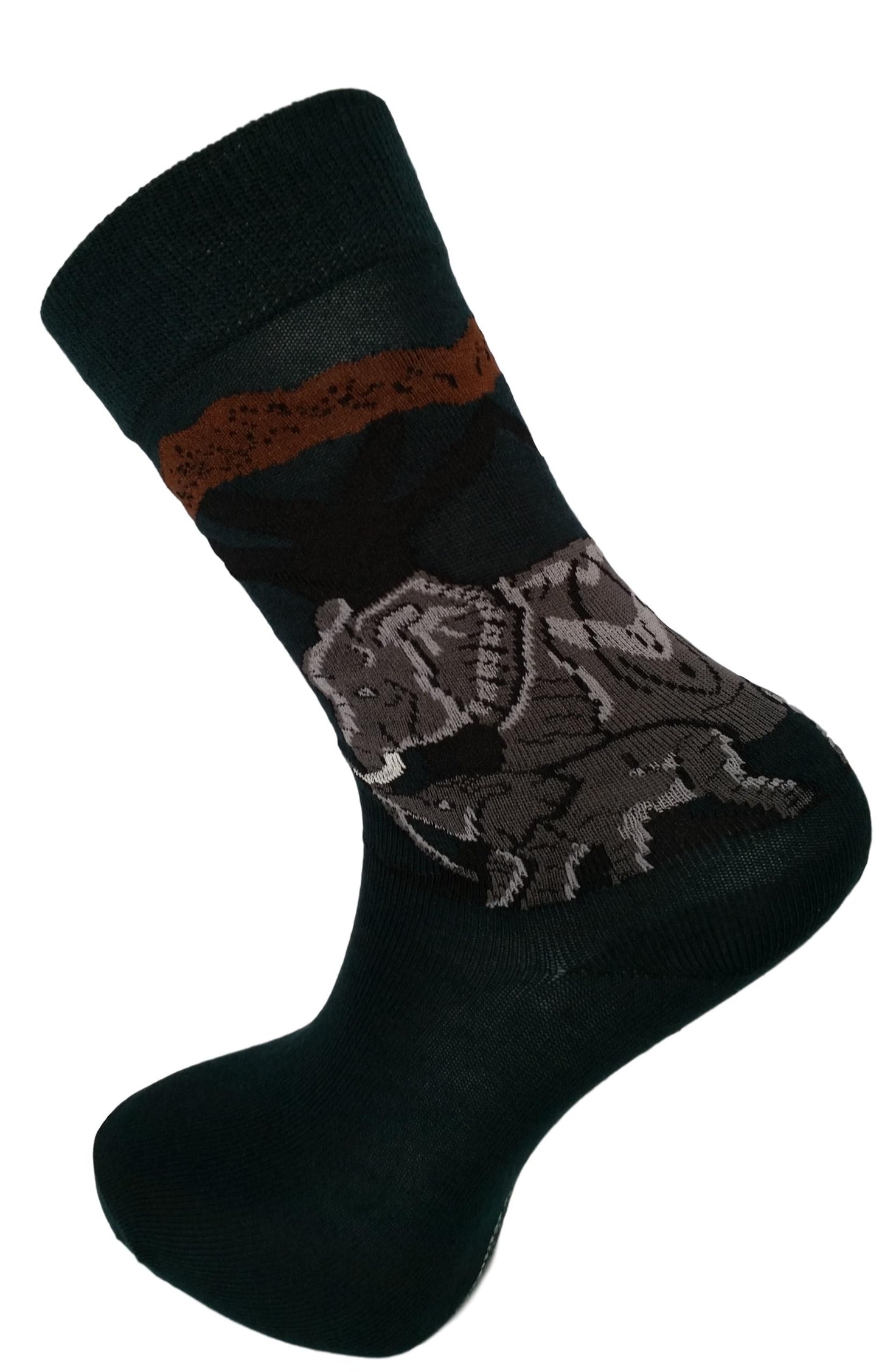 African Indian Elephants Unisex Novelty Dark Green Ankle Socks Adult Size 6-11 image 0