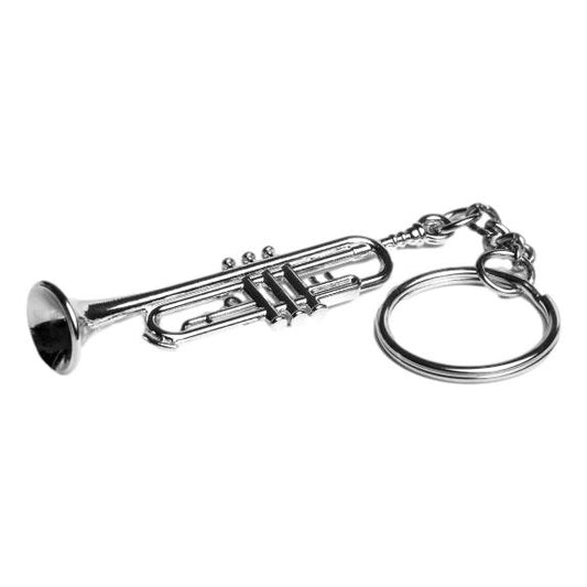 Trumpet polished silver-plated keyring image 0