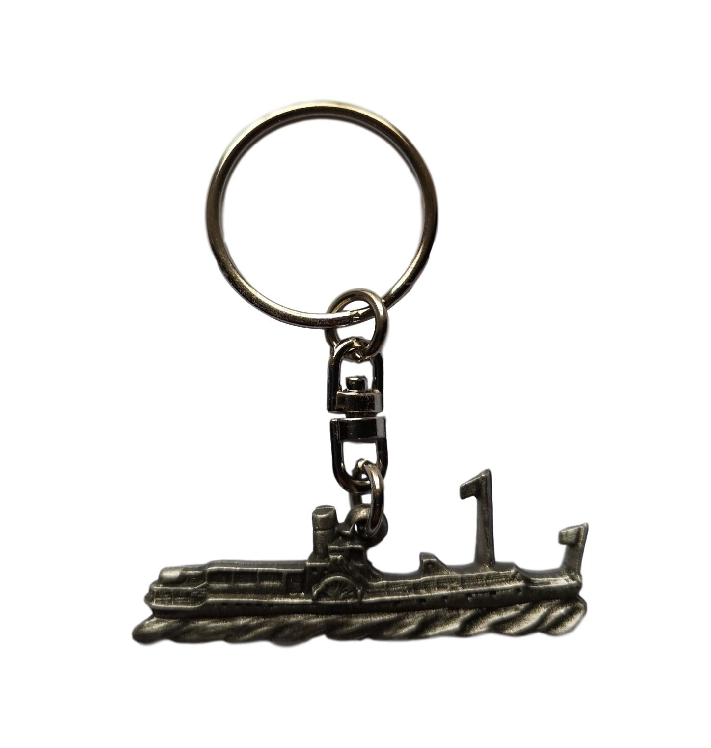 Paddle Steamer pewter metal keyring image 0