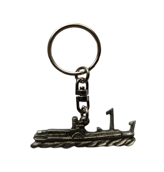 Paddle Steamer pewter metal keyring image 0