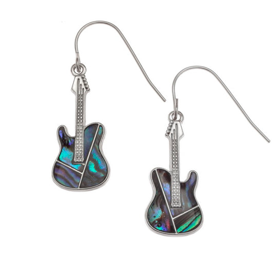 Electric Guitar Paua shell rhodium-plated earrings image 0