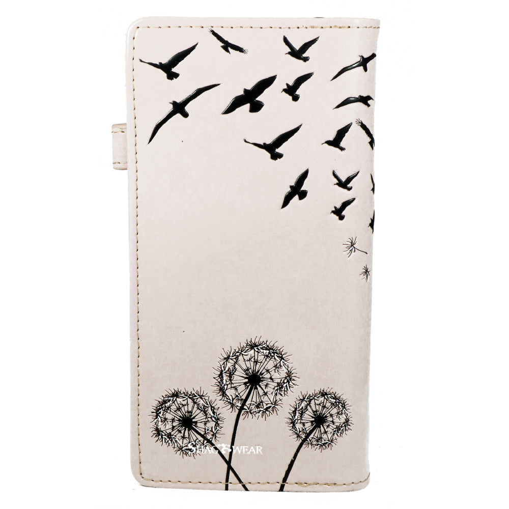 Dandelions and Flying Birds on Pink Leatherette Young Ladies Zipper Purse Wallet image 1