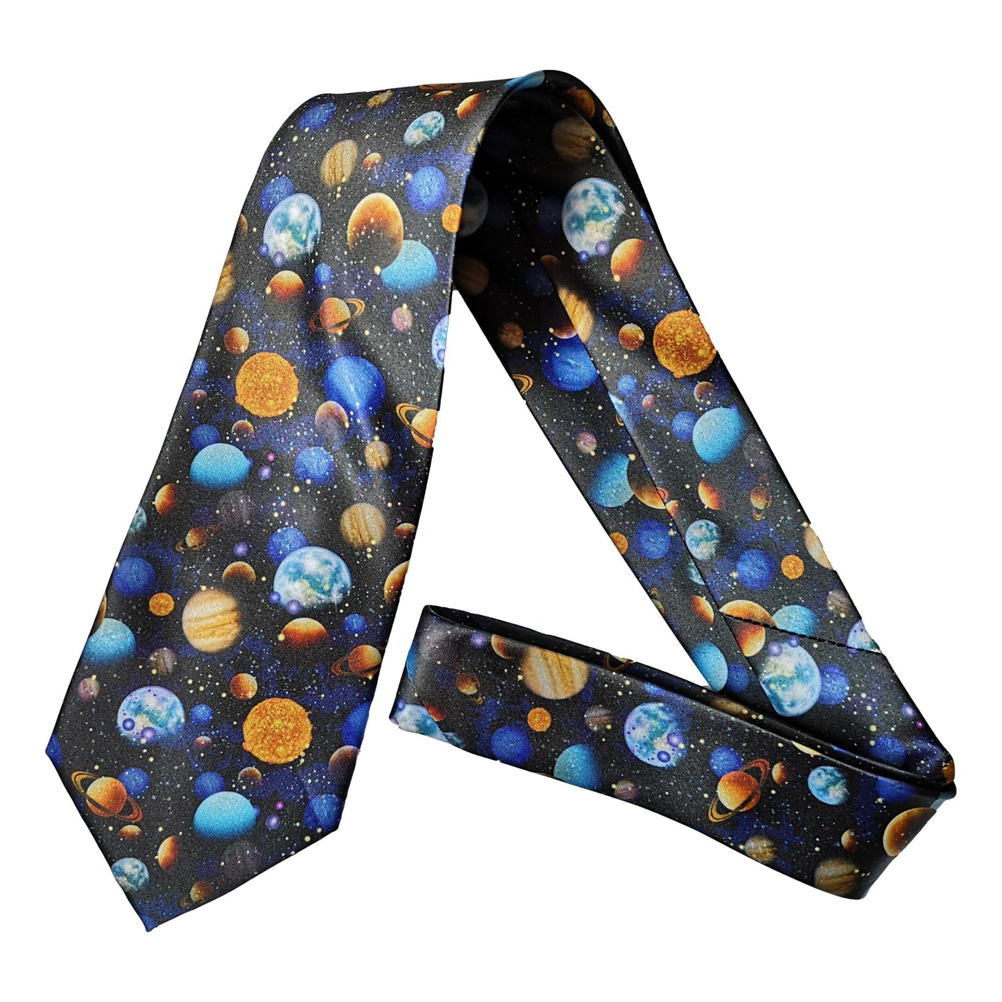 Planets in Solar System Teacher Student Polyester Tie sleeved with hook image 0