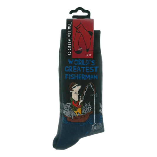 World's Greatest Fisherman Unisex Novelty Ankle Socks Adult Size 6-11 image 0