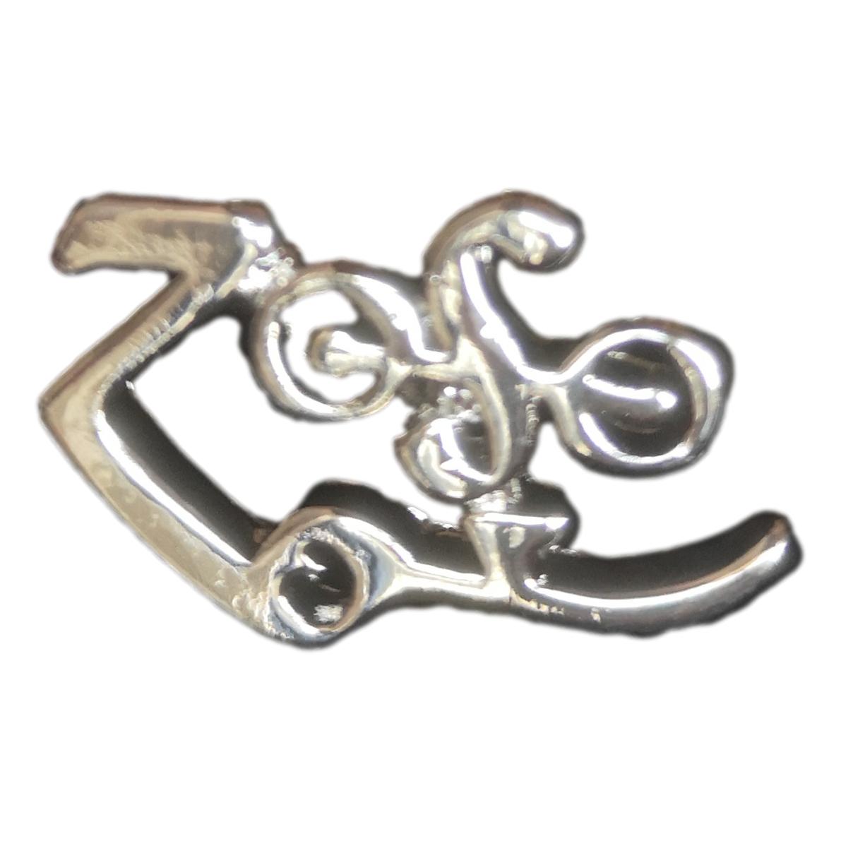Polished Jimmy Page Zoso silver metal pin badge image 0