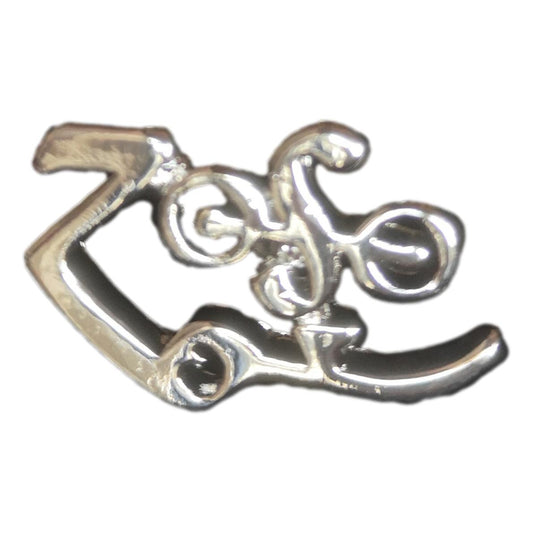 Polished Jimmy Page Zoso silver metal pin badge image 0