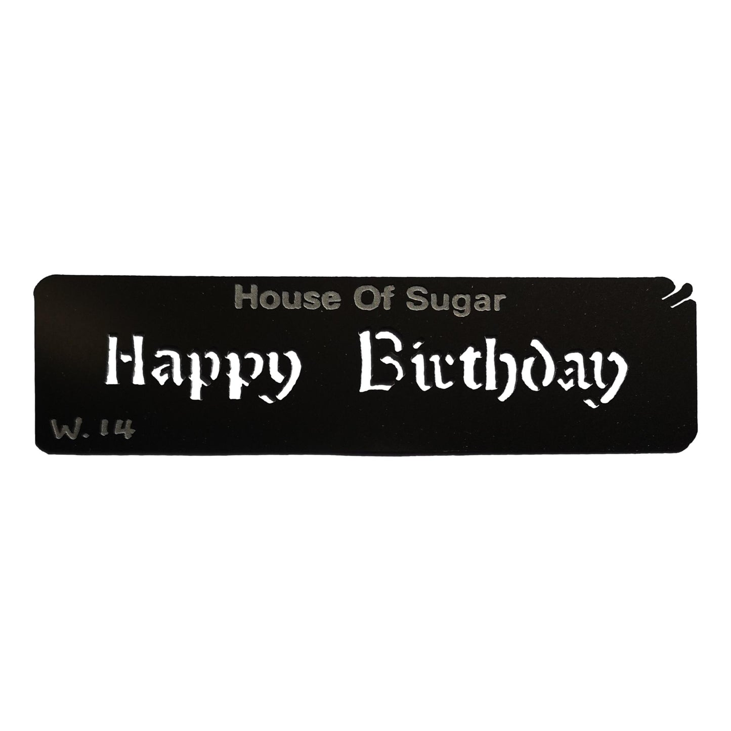Stainless steel W14 Happy Birthday cake decorating / card making stencil image 0