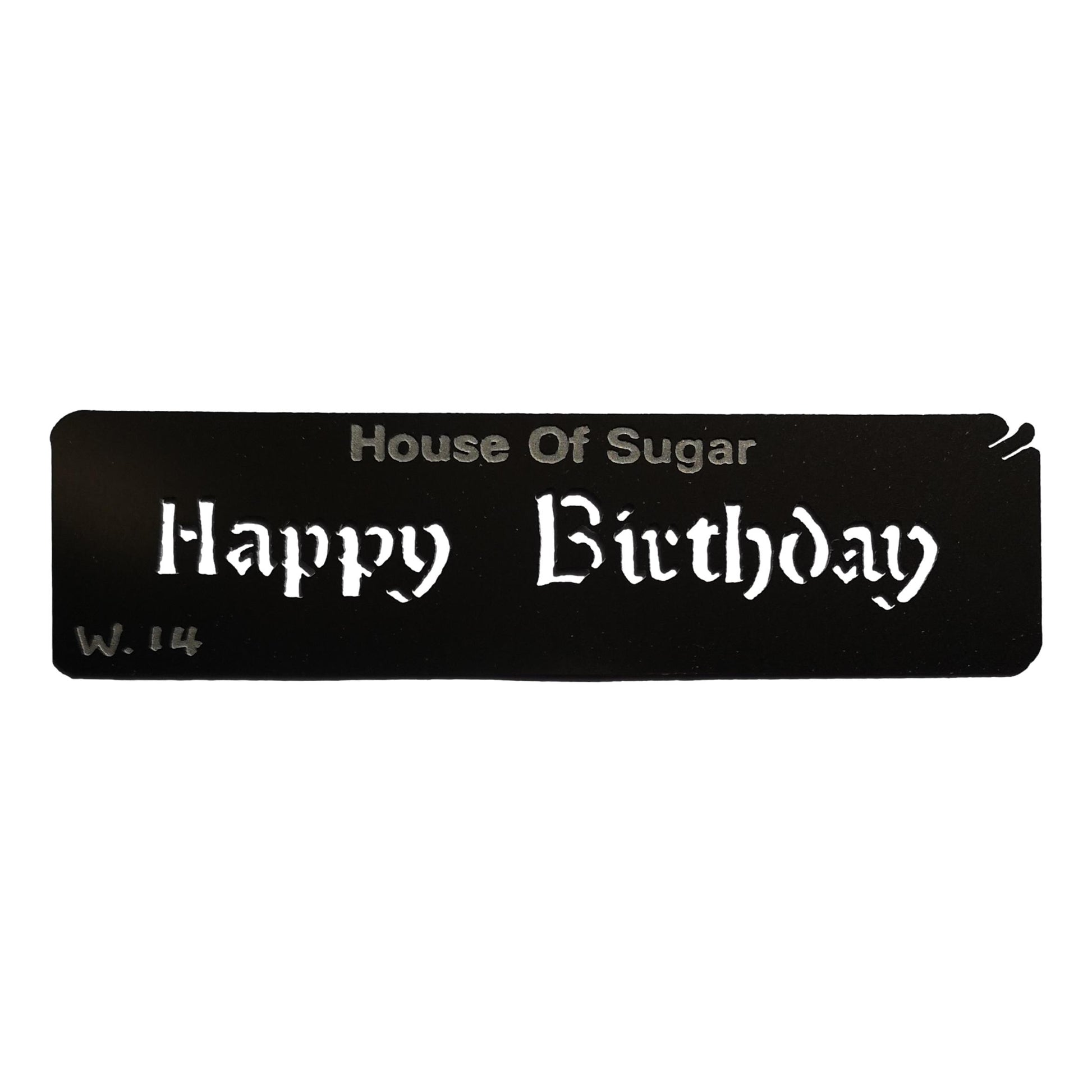 Stainless steel W14 Happy Birthday cake decorating / card making stencil image 0