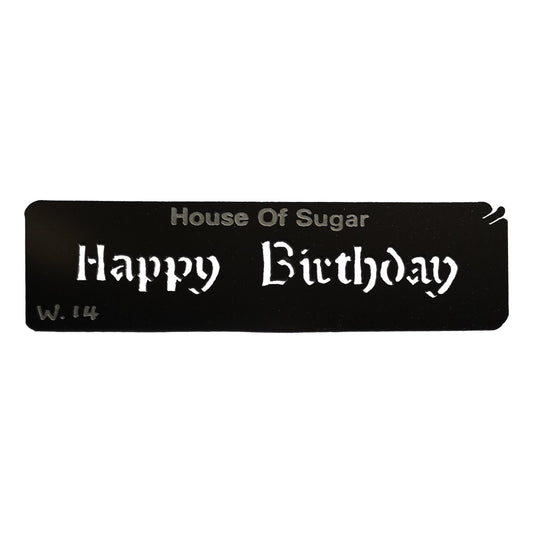 Stainless steel W14 Happy Birthday cake decorating / card making stencil image 0