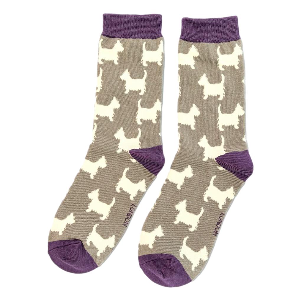 Scottie Dog Grey Womens Novelty Ankle Socks Adult One Size image 0