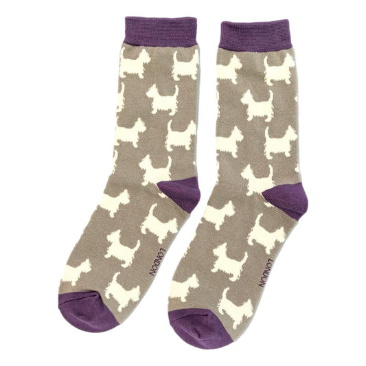 Scottie Dog Grey Womens Novelty Ankle Socks Adult One Size image 0