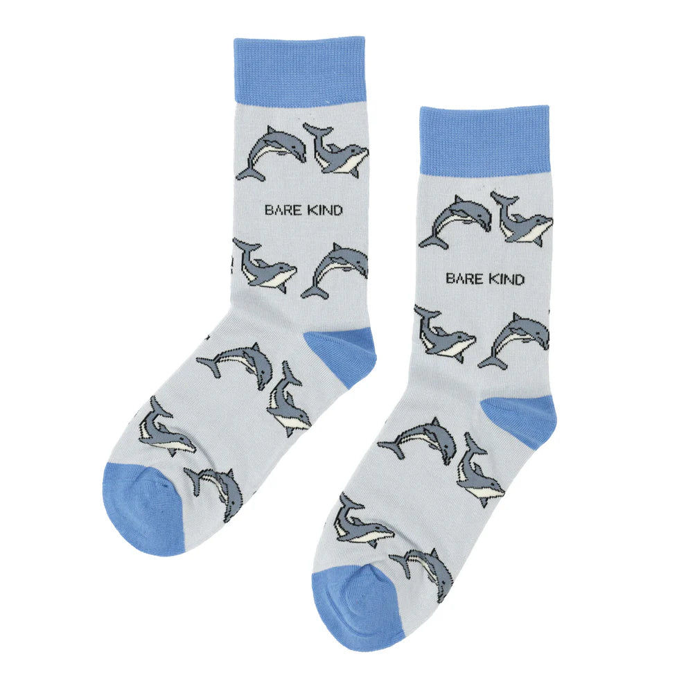 Save The Dolphins Pale Grey Womens Novelty Ankle Socks Adult One Size image 0