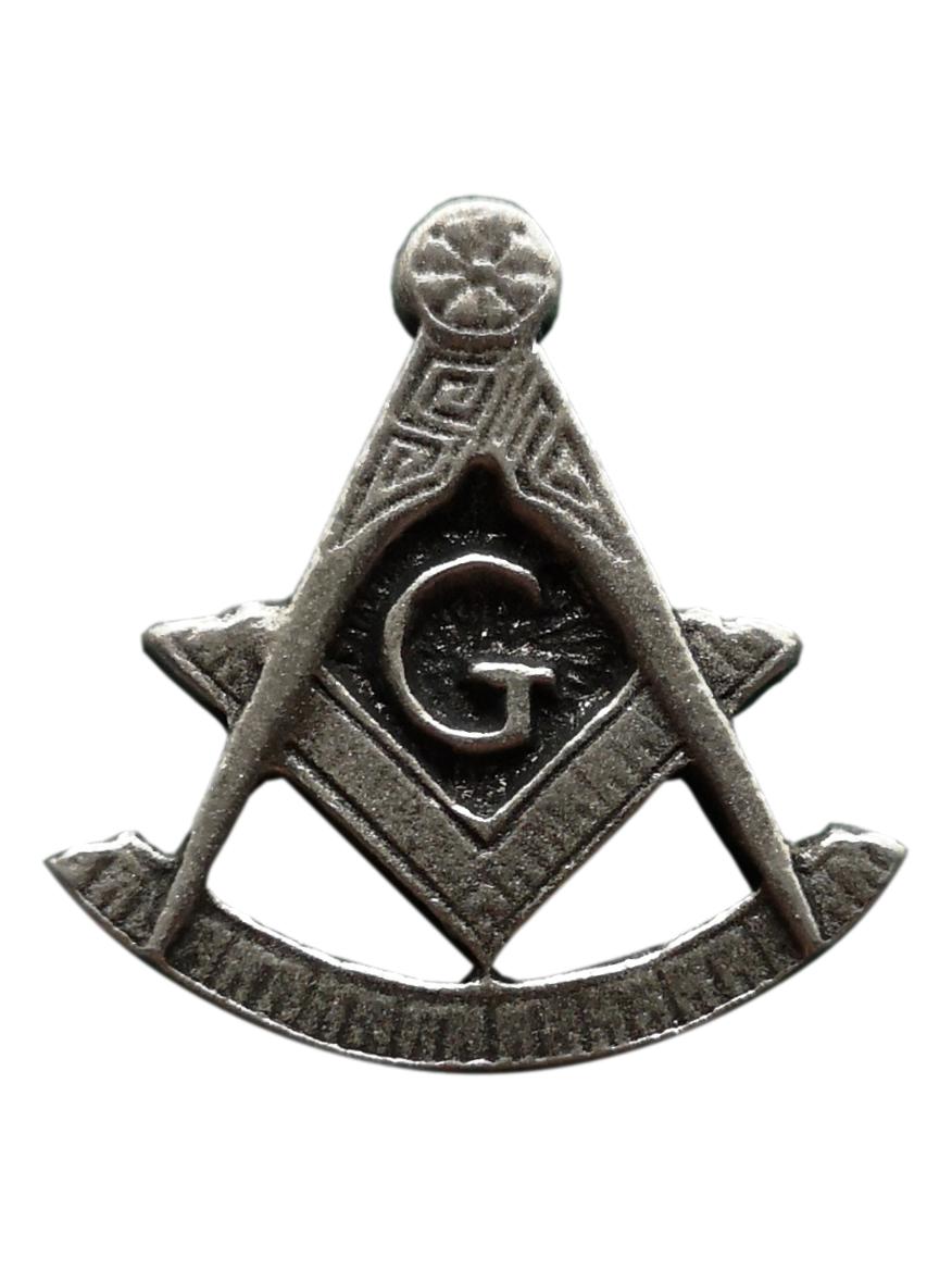 Freemasons Square and Compass with curved rule pewter metal lapel pin image 0