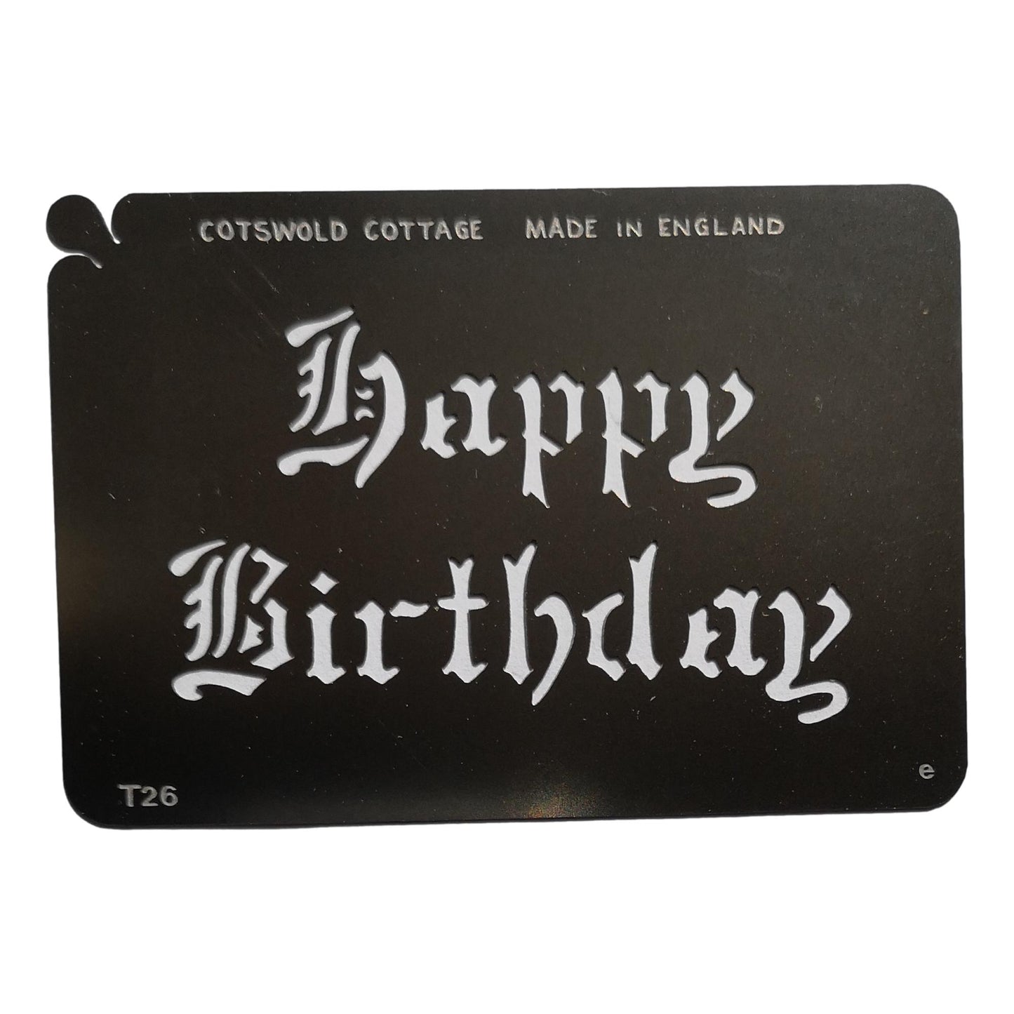 Stainless steel T26 Happy Birthday - olde worlde cake decorating / card making stencil image 0