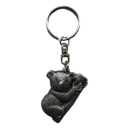 Tree Hugging Koala Bear pewter metal keyring image 0