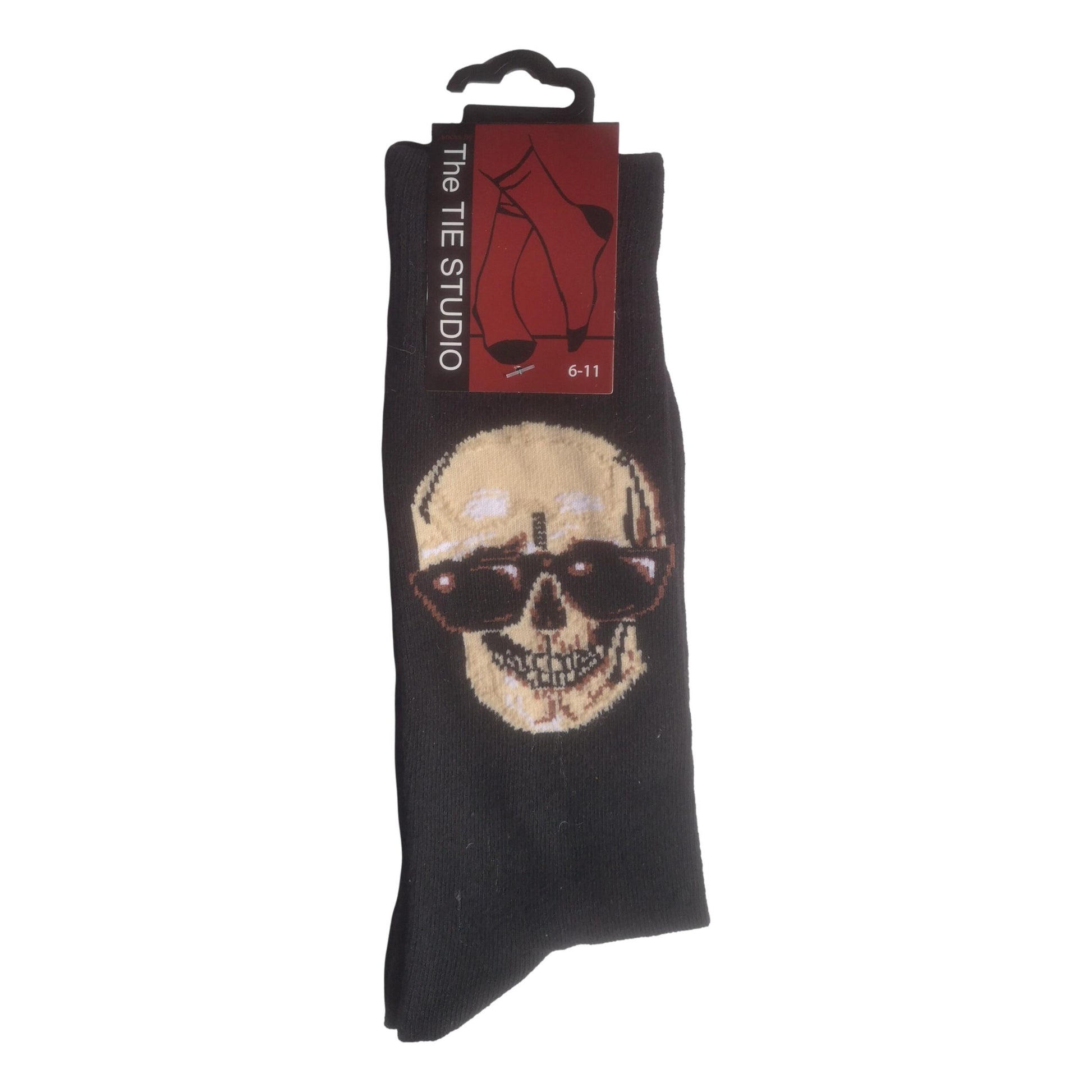 Skull Wearing Sunglasses Black Unisex Novelty Ankle Socks Adult Size 6-11 image 0